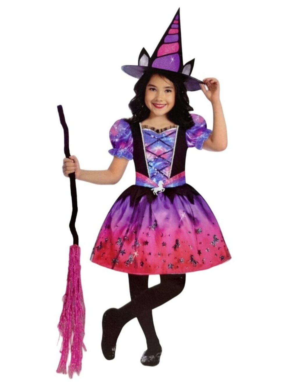 Celebrate! Girls S (6/6X) Unicorn Witch Dress and Hat Halloween Costume